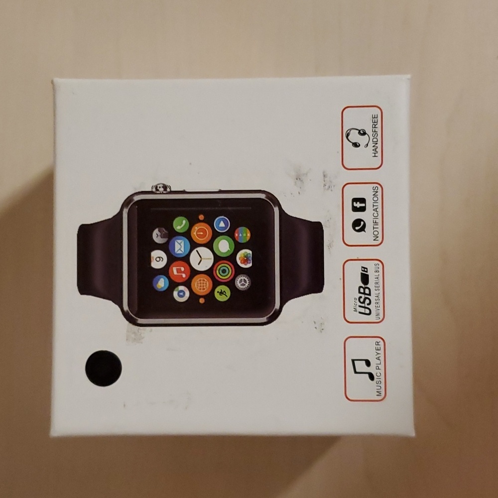 Smart Watch with Black Plastic Wristband